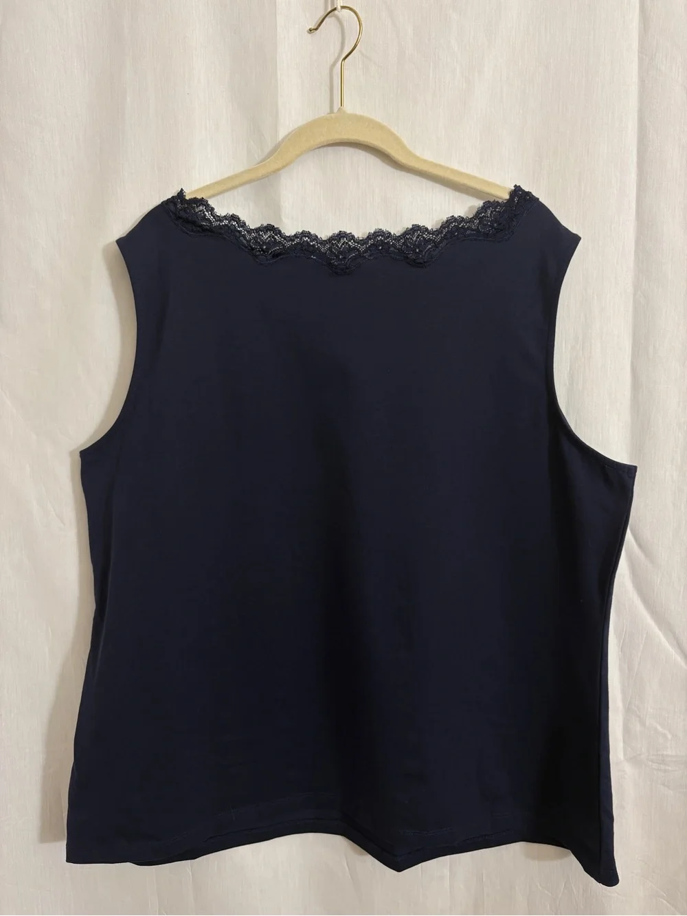 Allison Daley Woman NWT Navy Lace Trim Sleeveless Tank Top Plus Size 1X